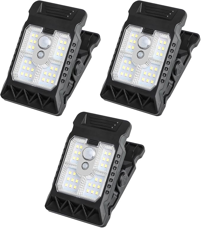 Solar Clip on Motion Sensor Light, High Brightness Led Outdoor Lamp with Efficient Solar Charging for Camping Tent, Pathway, Patio, Garden