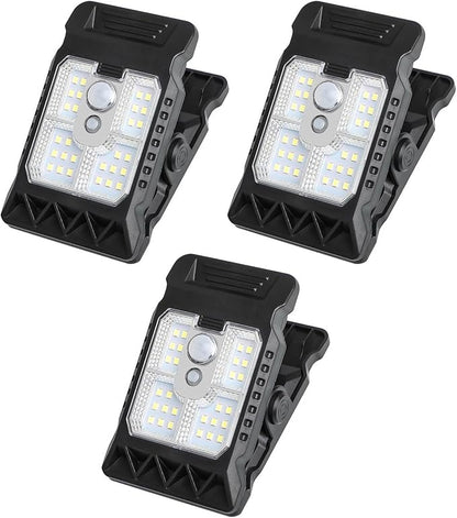 Solar Clip on Motion Sensor Light, High Brightness Led Outdoor Lamp with Efficient Solar Charging for Camping Tent, Pathway, Patio, Garden