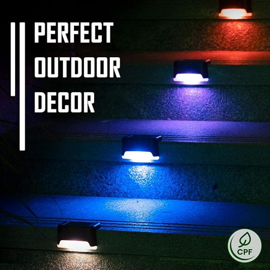 SOLPEX Color Changing Solar Deck Lights, 16 Pack Waterproof LED Lights for Decks,Stairs,Fences,Yards and Patios
