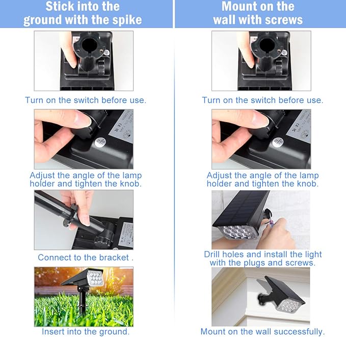 T-SUNUS 20 LED Solar Spotlights, IP65 Waterproof 2-in-1 Outdoor Solar Landscape Light for Yard Garden Driveway | Lumora