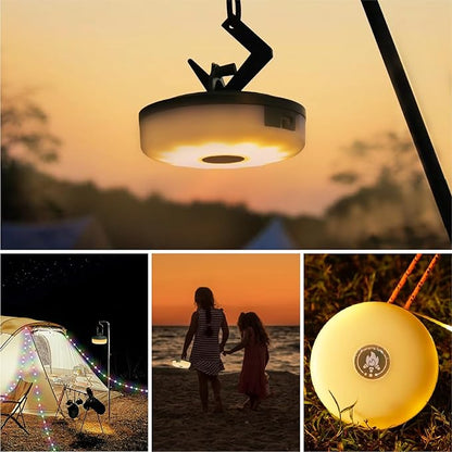Camping Lights String Outdoor: 4 in 1 Christmas Outdoor String Lights with 8 Lighting Modes - 30s Recovery USB Charging - Portable RGB Camping String Lights for Camping, Hiking - 29.52ft