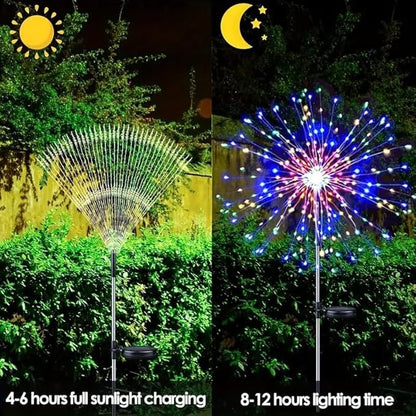 Solar Christmas Lights Outdoor, 2 Pack 150 LEDs Solar Firework Lights, 8 Modes Fireworks Lights for Landscape Pathway Yard Decorative Outside, Colorful