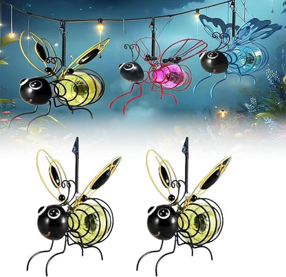 2025 New Solar Bees Lights Outdoor, Solars Bee Simulation Lights, Hanging Bee Solar Garden Light, Waterproof Bumble Bees Solar Light for Party Festivals Garden Decor Birthday Gifts (2PC-Yellow)