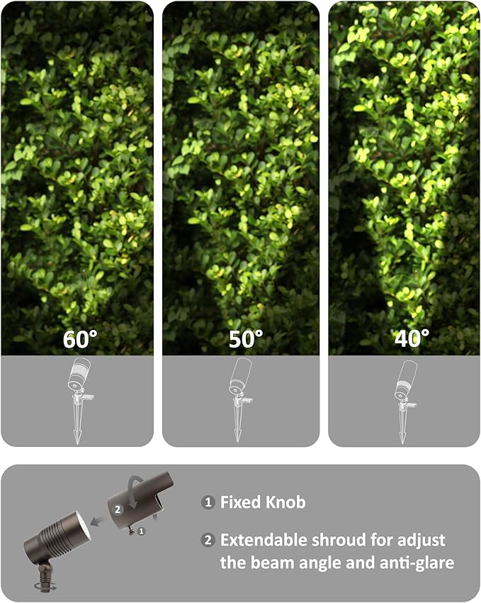 LED Landscape Spotlights, 7W 5CCT Wired Uplighting Outdoor with Adjustable Beam Angle, 12V Low Voltage Spot Lights | Lumora