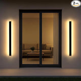 2 Pack Long Outdoor Wall Light 47.24 Inch Waterproof Ip65 Linear Wall Sconce, 38W Rectangular Frosted White Acrylic | Lumora