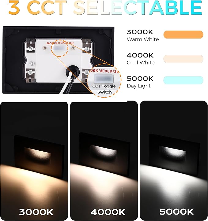 CLOUDY BAY 12V Low Voltage 3 Color Indoor and Outdoor LED Step Light,3000K/4000K/5000K Deck Lights,Stair Light,Oil | Lumora
