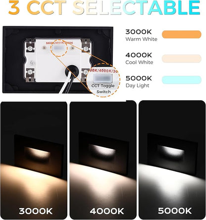 CLOUDY BAY 12V Low Voltage 3 Color Indoor and Outdoor LED Step Light,3000K/4000K/5000K Deck Lights,Stair Light,Oil Rubbed Bronze,Wet Location(Low Voltage Transformer is Required)