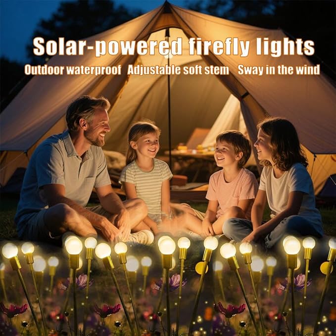 Solar Lights Outdoor, Decorative Animal & Flower Shaped Landscape Lights with Warm/Colorful LED, Auto On/Off Waterproof Solar Powered Decor for Yard Lawn Patio Gift Idea (Warm-Firefly-6pack)