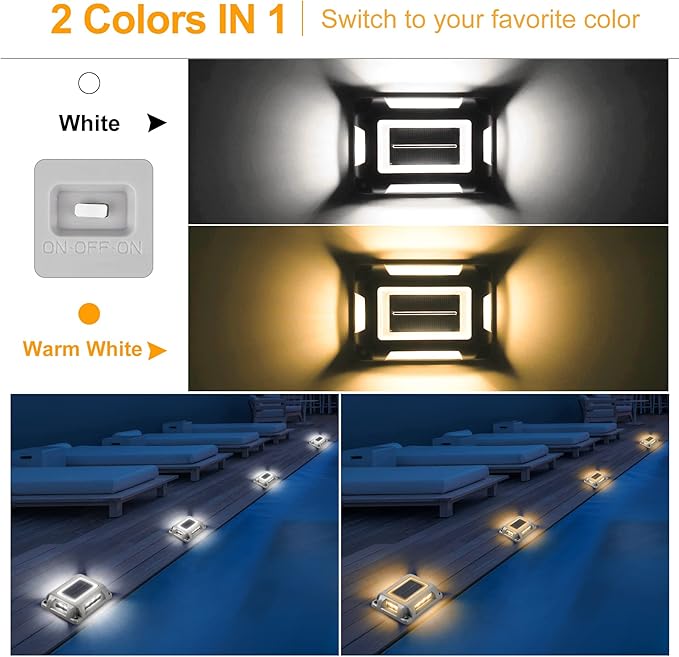 Solar Deck Lights Driveway Dock Lights- 8 Packs Waterproof 1200mAh Solar Powered Outdoor LED Aluminum Dock Lighting | Lumora