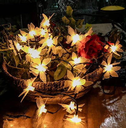 Butterfly String Lights, Waterproof 20FT 30LED Butterfly Solar Light Outdoor Solar Rope Lights Fairy Light Decorative Garden Lights for Cafe Patio Party Garden Wedding (Warm White)