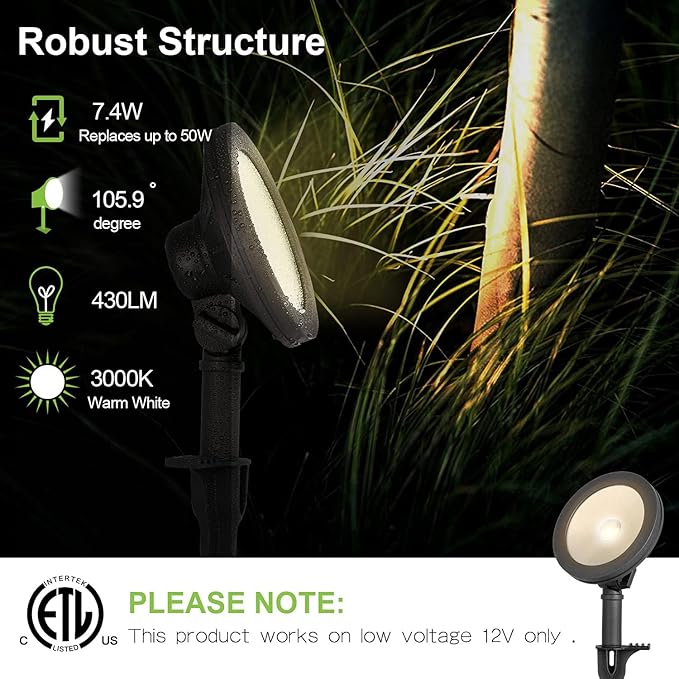 hykolity Low Voltage LED Landscape Wall Wash Light, 7.4W 430LM 12V-24V Wired Outdoor LED Spotlight, 50 Watt | Lumora