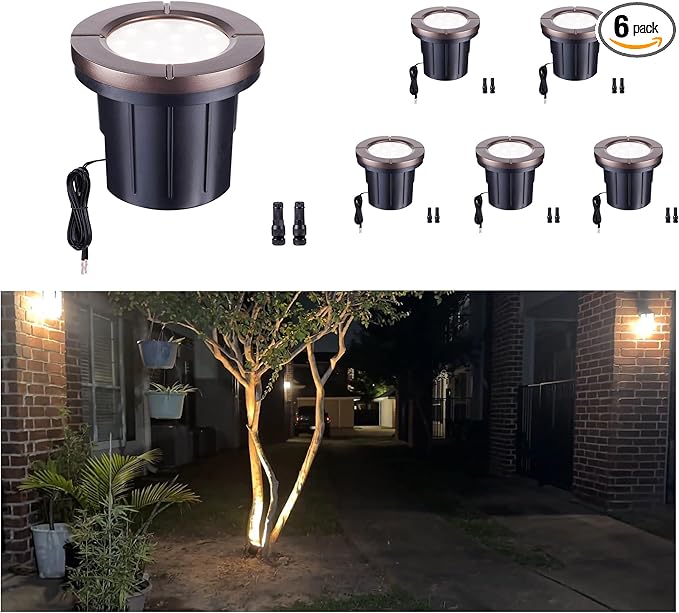 Landscape Well Light, LED Low Voltage In Ground Lights, IP67 Waterproof 12V Outdoor, Bright 6W 580LM Aluminum ORB | Lumora