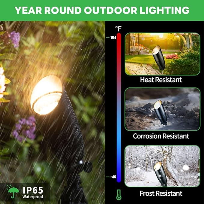 Black LED Outdoor Spotlights, Durable Low Voltage Landscape Lighting, Aluminum Waterproof Uplights for House | Lumora