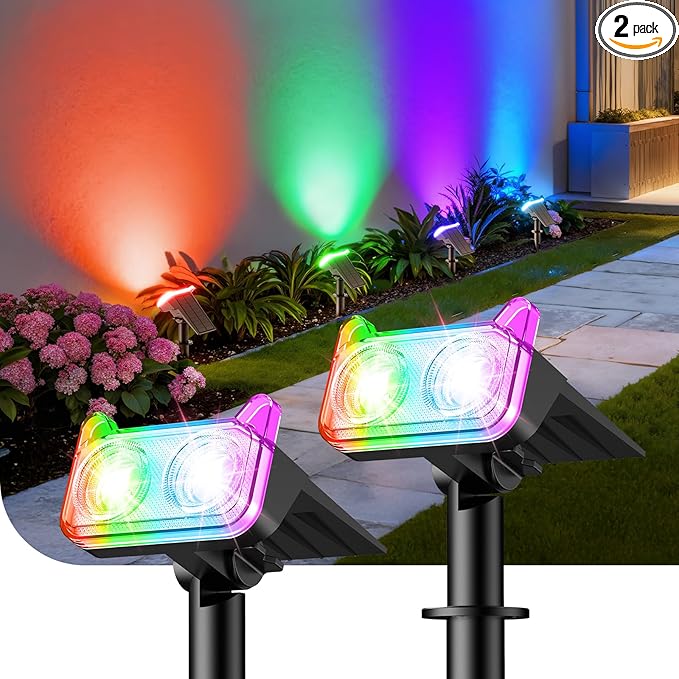 WdtPro Solar Color Changing Spot Lights, 8 Lighting Modes Solar Lights Outdoor Waterproof, Multicolor RGB Outdoor | Lumora