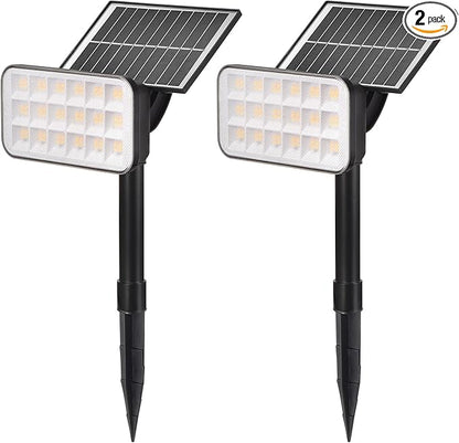 Solar Spot Lights Outdoor, 2 Pack Landscape Spotlights 3 Lighting Modes IP65 Waterproof Adjustable Solar Panel House Light for Yard Garden
