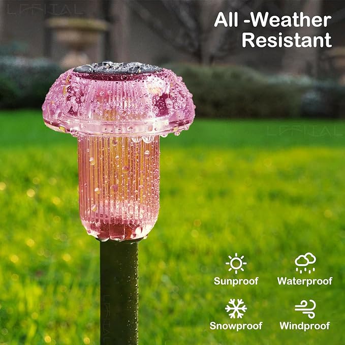 16 Pack Halloween Solar Lights Outdoor Hot Pink Solar Pathway Lights Outdoor Purple Mushroom LED Waterproof | Lumora