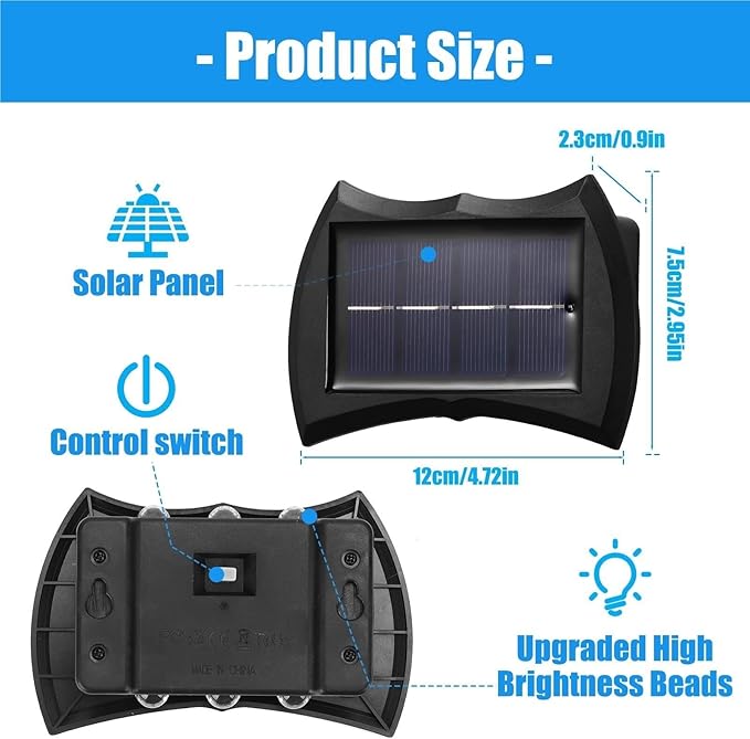 QUQUQ Solar Pathway Lights 4 Pack Solar Wall Lights Outdoor Fence Garden for Decoration Yard Patio Decor