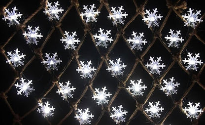 Solar Christmas Snowflake String Lights 36ft 60 LED 8 Modes Solar Fairy Outdoor Waterproof Powered String Lights for Garden Patio Yard Home Christmas Tree Parties(White-Snowflake-60LED)