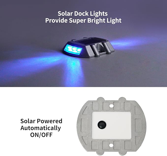 Solar Deck Lights Driveway Dock Lights 12 Pack, Outdoor LED Solar Powered Waterproof Warning Step Lights for Driveway Sidewalk Pathway Yard Garden(12 Pack, Blue)