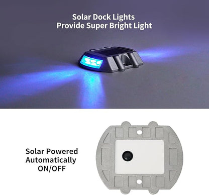 Solar Deck Lights Driveway Dock Lights 12 Pack, Outdoor LED Solar Powered Waterproof Warning Step Lights for Driveway Sidewalk Pathway Yard Garden(12 Pack, Blue)