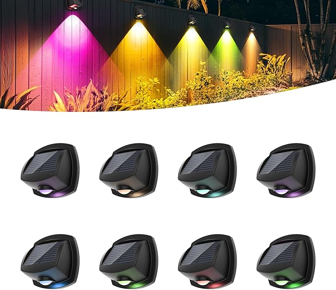 SOLPEX Solar Lights Outdoor Waterproof IP65, Solar Stair Lights Outdoor for Fence, Deck, Step, RGB Multicolor LED | Lumora