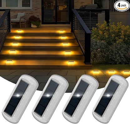 T-SUN Solar Deck Lights Outdoor Waterproof, Deck Lights Solar Powered, Driveway Marker Light for Fence Front Door, Step, Stair, Garden, Sidewalk, Pathway, Dock Porch, Backyard (Warm White, 4 Packs)
