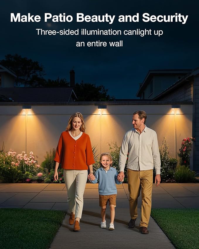 Fence Lights Solar Powered Outdoor Waterproof Outside Wall LED Landscaping Lamp 12 Pack for Yard, Deck, Patio, Rail, Garage, Pool, Balcony, Energy Efficient Warm White Safety and Ambiance,Easy Install