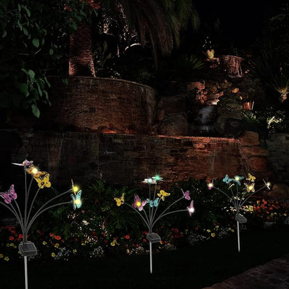 Solar Butterfly Lights Outdoor,2 Pack 8 LED Solar Firefly Lights Waterproof Color Changing Solar Outdoor Lights Butterflies Solar Swaying Lights,Butterfly Decor for Yard Patio Pathway Lawn