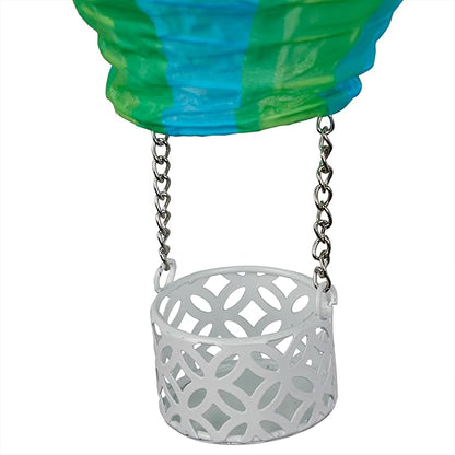Alpine Corporation QLP1566SLR-YLBL Solar-Powered Cloth Hot Air Balloon with Flame LED Lights, LED Solar Décor, 13" H, Yellow