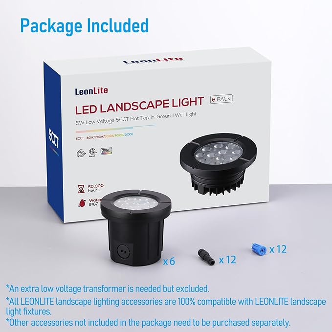LEONLITE Dia. 4 Inch 5CCT Well Lights Landscape LED In Ground, 5 Color Temperature Selectable, 12-24V AC/DC CRI90 | Lumora