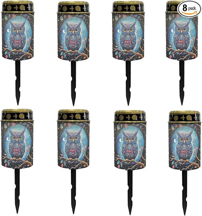 Galaxy Owl Outdoor Solar Lights for Yard Patio Landscape Lighting Solar Pathway Lights Warm White Solar Garden Stake Lights LED Solar Lantern Flameless Solar Powered Fairy Lights