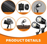 Low Voltage Landscape Lighting Kit, 8-Pack LED Bright Durable Spotlights 550Lumens, 65W Transformer with Sensor | Lumora