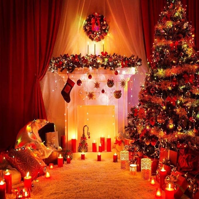 Fairy Black String Lights with Memory Function. Extendable 33ft 100 LED Plug in Cozy Warm White Decorations for Christmas Xmas Tree, Garden, Party, or Home, creating magical indoor outdoor Ambiance