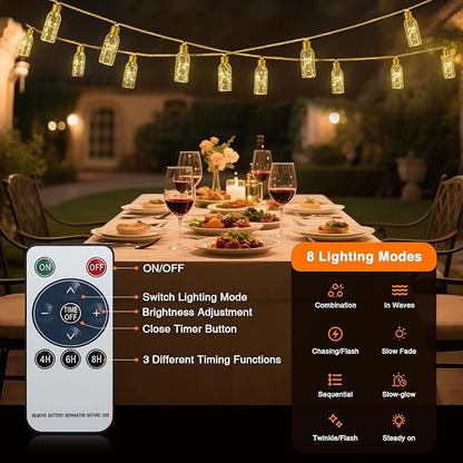 PChero 19.68FT USB Rechargeable Outdoor String Lights with Remote, 10 Shatterproof Bulbs Vintage Hemp Rope Patio Lights, 8 Modes Hanging Fairy Lights for Indoor Outdoor Decor, Balcony, Wedding, Party