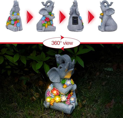 Womens Gifts Solar Statues for Garden Decor, Outdoor Elephant Sculptures for Clearance Lights for Outside Lawn Ornaments Birthday Gifts for Mom Grandma Women- Chrismtas Gifts for Mom Grandma