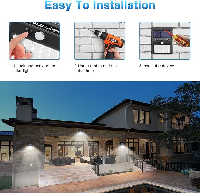 Solar Lights Outdoor [6Pack/3Modes], Solar Security Lights Solar Motion Sensor Lights Waterproof Outdoor Lights for Garden Fence Patio Garage