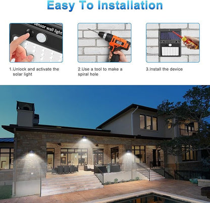 Solar Lights Outdoor [10 Pack /3 Working Mode], Solar Security Lights Solar Motion Sensor Lights Wireless IP 65 Waterproof Outdoor Lights for Garden Fence Patio Garage (42LED)