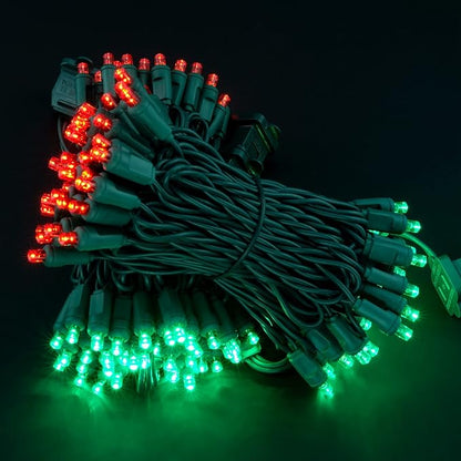 Red and Green One-Piece Wide Angle Christmas Lights 140 Count 48 Feet, 2 Sets 70 LED 24 ft High Waterproof 5mm UL Certified String Light (Red & Green)