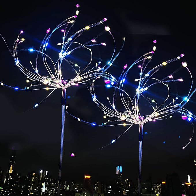 JJGoo Solar Firework Lights, 2 Pack 180 LEDs 2 Lighting Modes Solar Lights Outdoor Waterproof for Garden Patio | Lumora