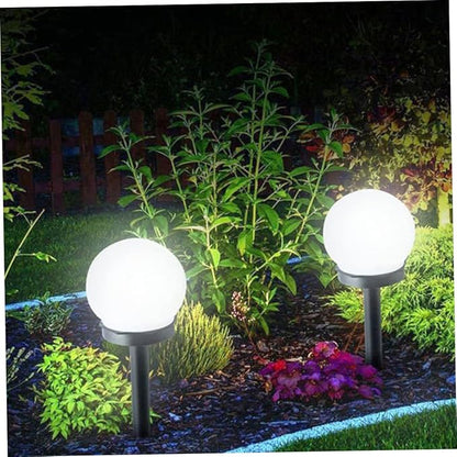 Veemoon 4PCS Solar Garden LED Lights Round Ball Shaped Solar Pathway Lamps for Outdoor Use Automatic Off Warm White Light for Lawn Patio Driveway and Garden