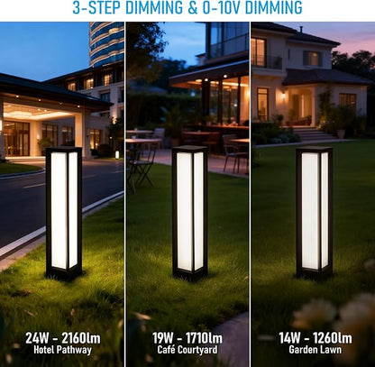 LEONLITE 5CCT LED Bollard Pathway Lights Wired, 31.6" 14W/19W/24W Landscape Path Lights, 120V-277V Commercial Bollard Fixture, 0-10V Dimmable Landscape Area Light, UL Listed, 2700K3000K3500K4000K5000K