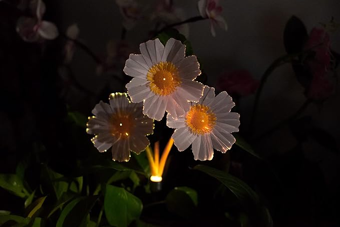EpicGadget Solar Garden Flowers Solar Lights - Outdoor LED Waterproof Flowers Garden Decorative Stake Light for Walkway Pathway Backyard Christmas Decoration Parties (2 Pieces) (Warm White)