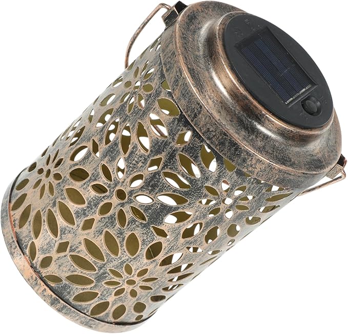 Uonlytech 1pc Outdoor Solar Lantern Hollow Out Pattern Projection Light for Garden Hanging Decor Unique for Friends Family Solar Powered Outdoor Use
