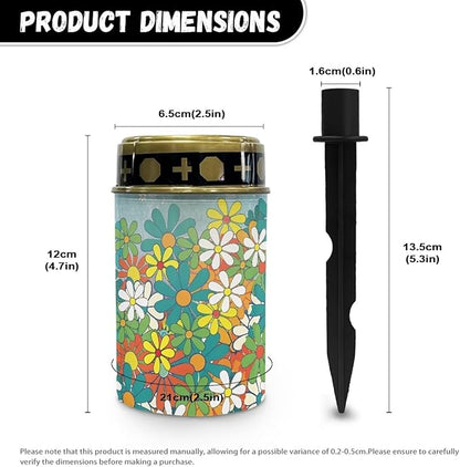 Hippie Floral Print Solar Lights Outdoor Garden Decorative Solar Garden Lights Waterproof Solar Pathway Landscape Lights for Path Patio Backyard Walkway Yard Garden Decor
