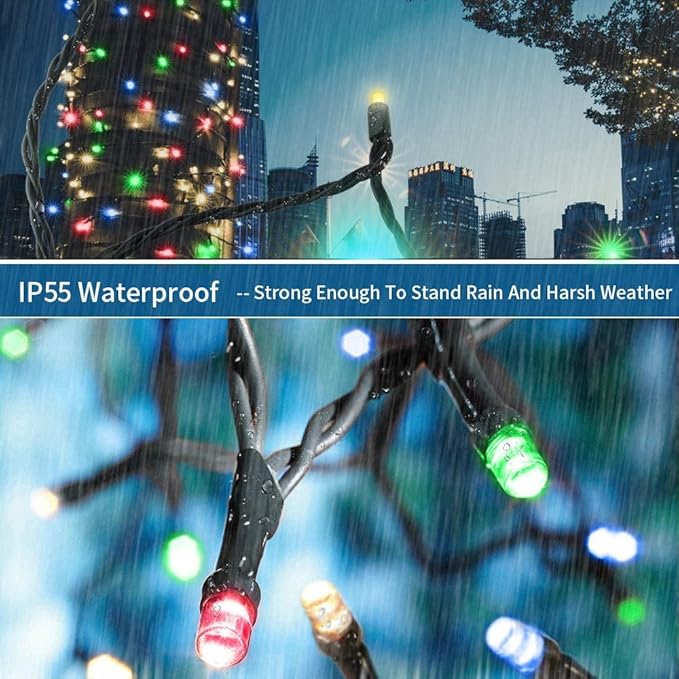 Haili 105FT 300 LED Christmas Lights Outdoor Waterproof, 8 Mode Connectable String Lights for Christmas Tree, Wedding, Party, Patio, House Christmas Decoration(Multi-Colored)