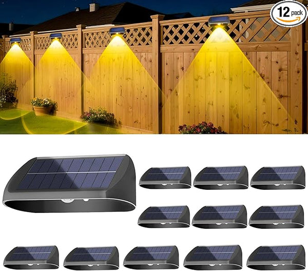 EGOBOO Solar Fence Lights 12 Pack, Backyard Solar Lights Outdoor Waterproof, Dusk to Dawn Auto Lighting Mounted for | Lumora