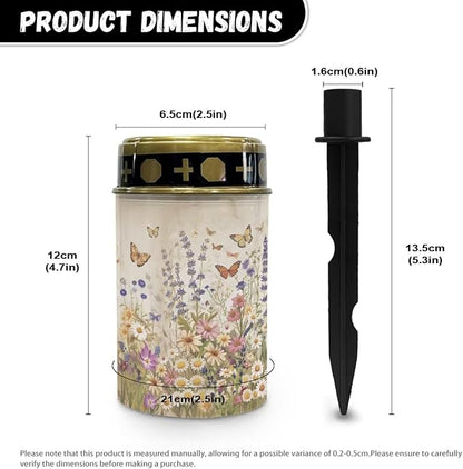 Butterfly Cemetery Solar Lights Floral Cemetery Solar Lights for Grandma Solar Lights Outdoor Waterproof Decorative Bright Light for Garden, Lawn,Patio,Yard Decoration