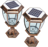 LYNICESHOP 2 Pack Large Aluminum Solar Lamps,Solar Pillar Lights Outdoor Bronze Waterproof LED Landscape Light | Lumora