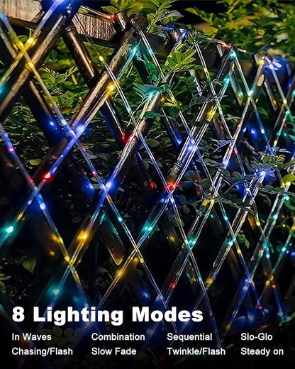 btfarm 2 Pack Solar Rope Lights Outdoor, 120LED 46FT Solar String Lights Outside Waterproof, 8 Lighting Modes Tree Tube Fairy Light Solar Powered for Garden Christmas Yard Party Decoration, Multicolor