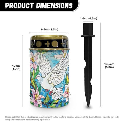 Solar Garden Lights, Pigeon Floral Pattern Outside Waterproof Light for Garden Yard Pathway Cemetery Grave Decor for Night Path Lights